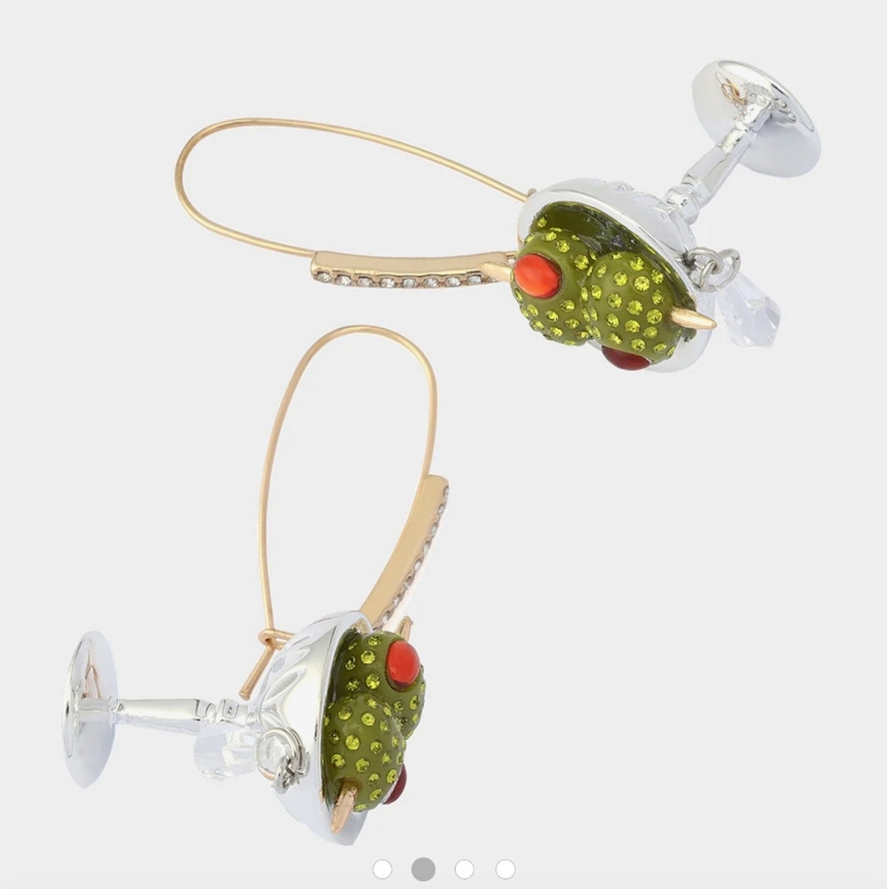 NWT Betsey Johnson Happy Hour Martini Jewelry Set Cocktail Earrings & Ring - Picture 6 of 8